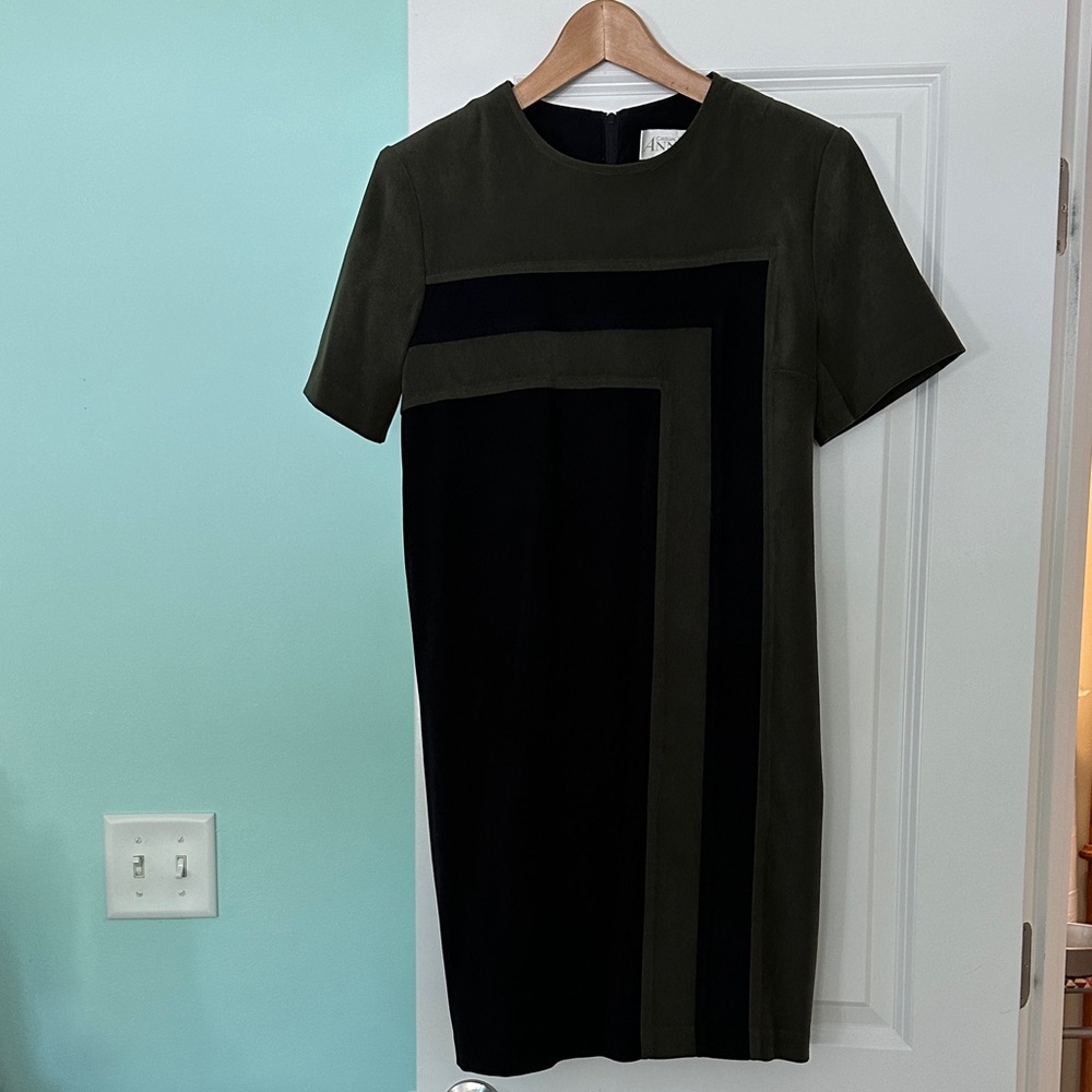 Chic Olive and Black Geometric Mini Dress